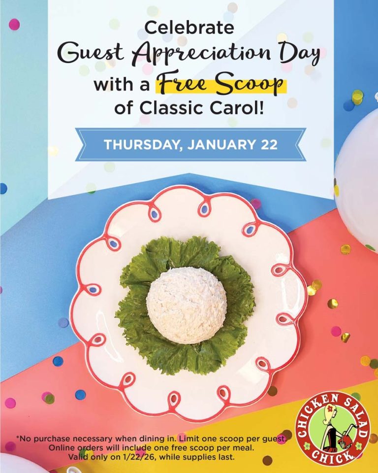 Free scoop of carol Thurs at Chicken Salad Chick&nbsp;restaurants