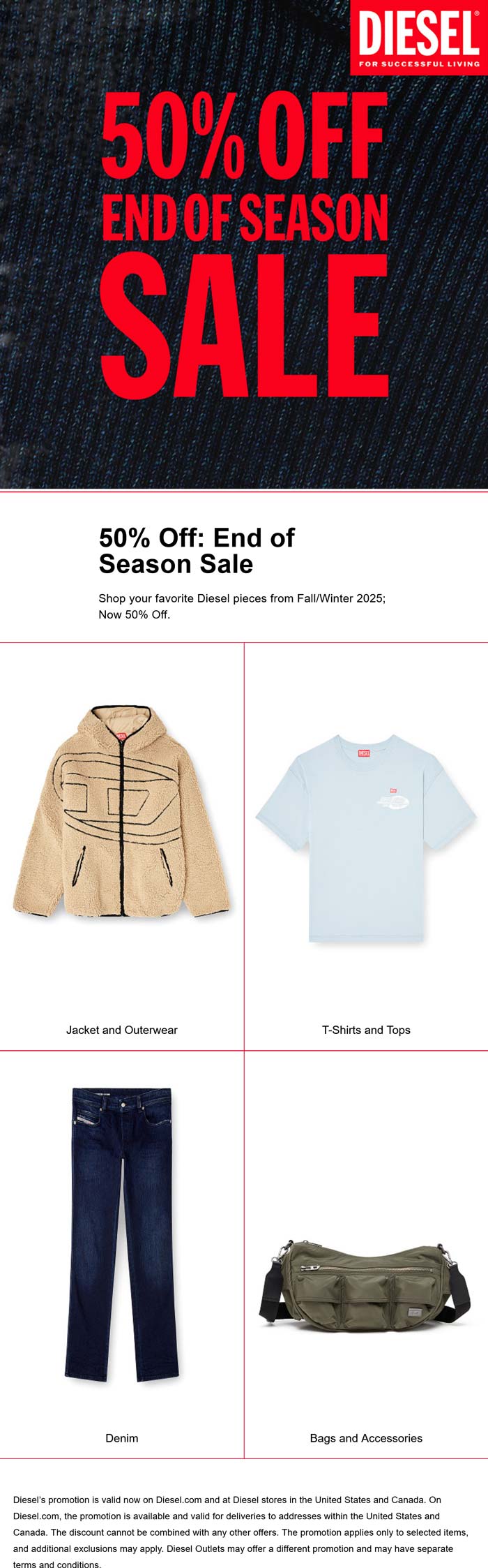 Fall & winter is 50% off at Diesel, ditto online