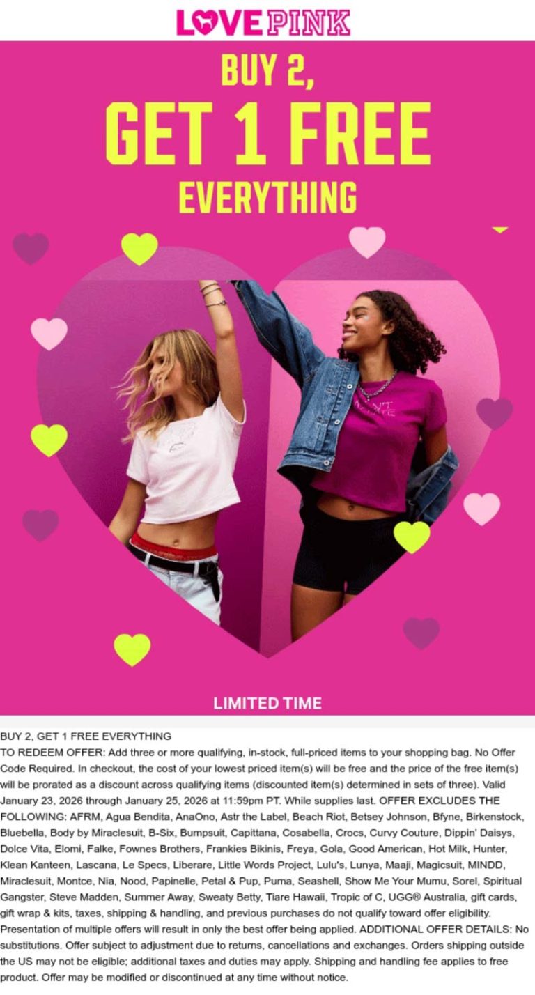 3rd item free today on everything at PINK
