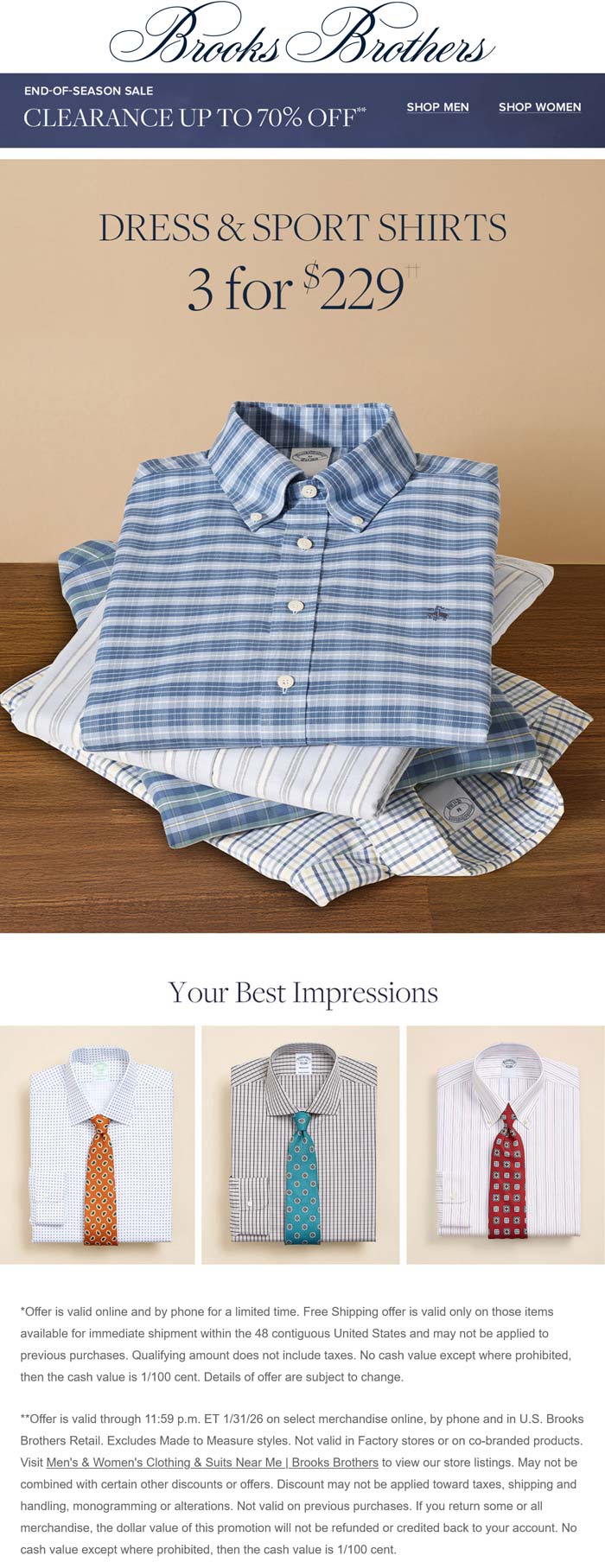 70% off clearance at Brooks Brothers