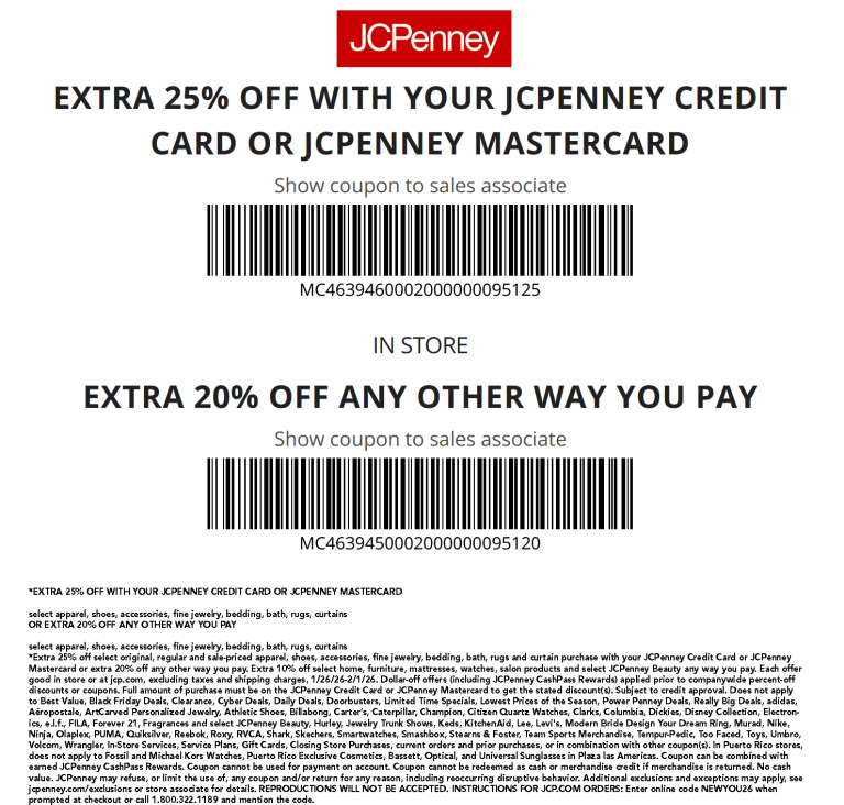 20% off at JCPenney, or online via promo code NEWYOU26