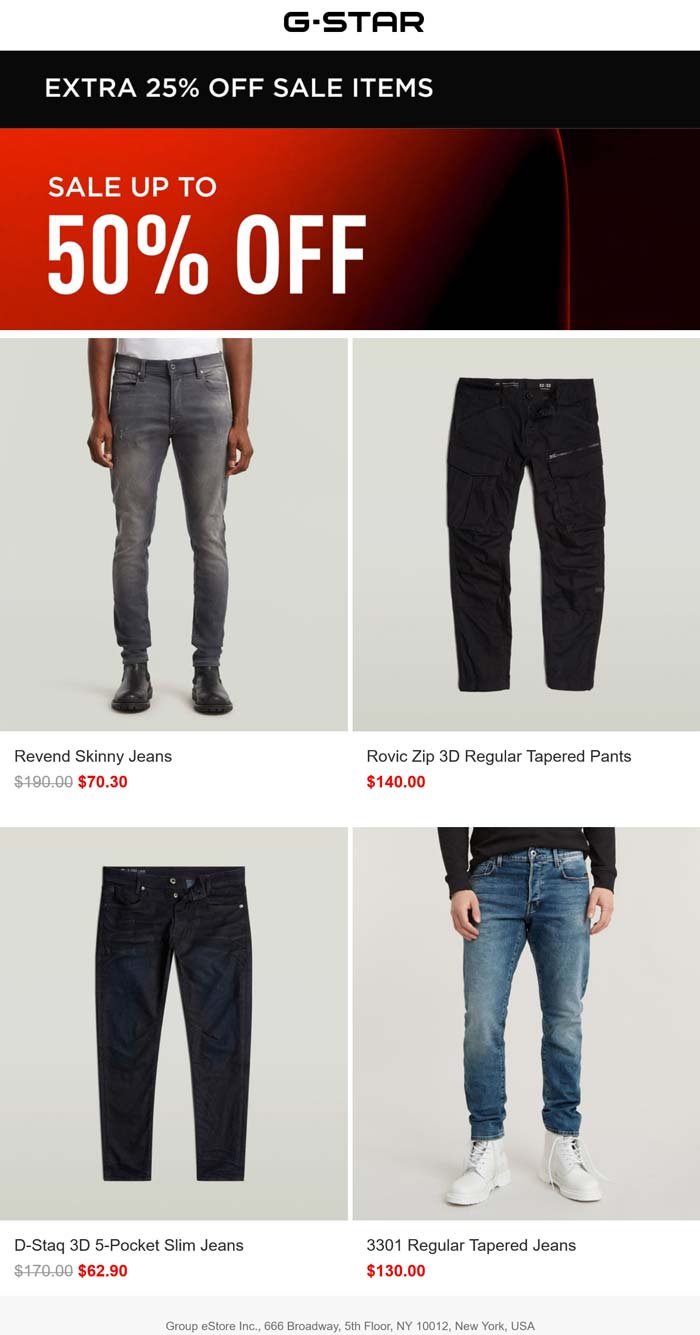 25% off sale items & more at G-Star