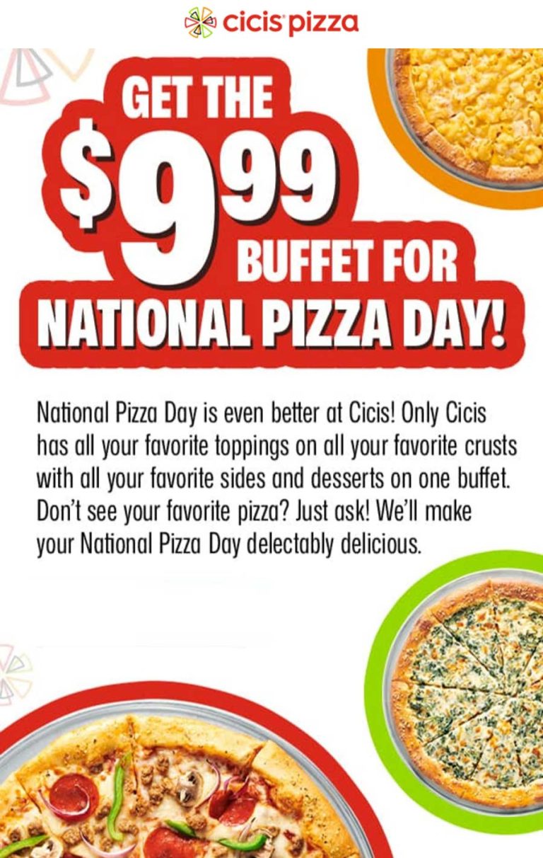$10 bottomless pizza buffet today at Cicis Pizza