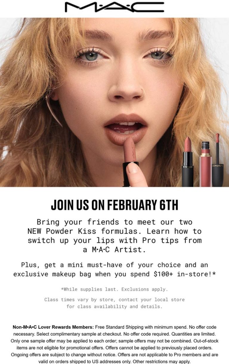 Free mini & makeup bag on $100 at MAC cosmetics