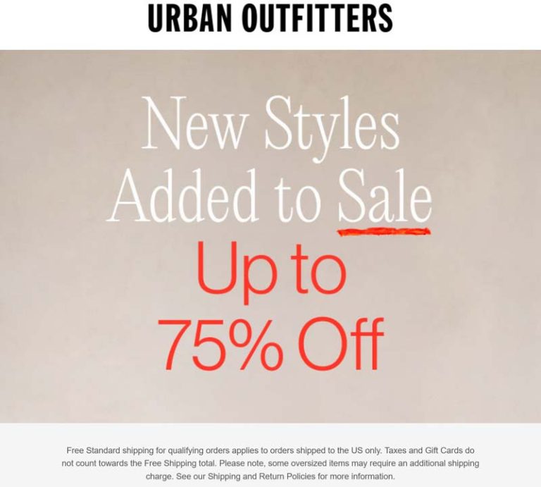 75% off various sale items at Urban Outfitters
