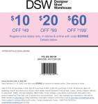 $10-$60 off $49+ at DSW shoes, or online via promo code BEMINE #dsw