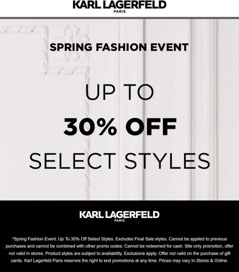 20-30% off at Karl Lagerfeld, ditto online