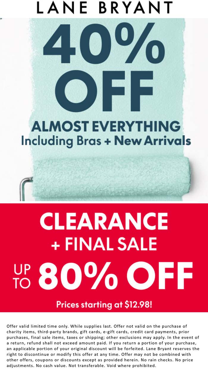 40% off & more today at Lane Bryant, ditto online