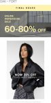 60-80% off online today at&nbsp;OAK + FORT #oakfort