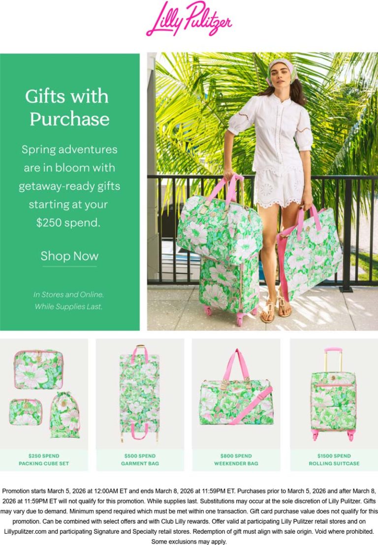 Free gifts on $250+ at Lilly Pulitzer