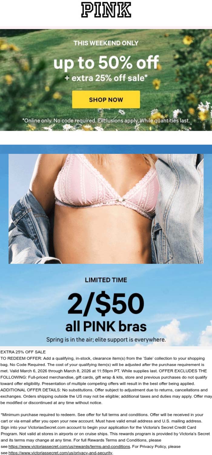 Extra 25% off sale items & more at PINK