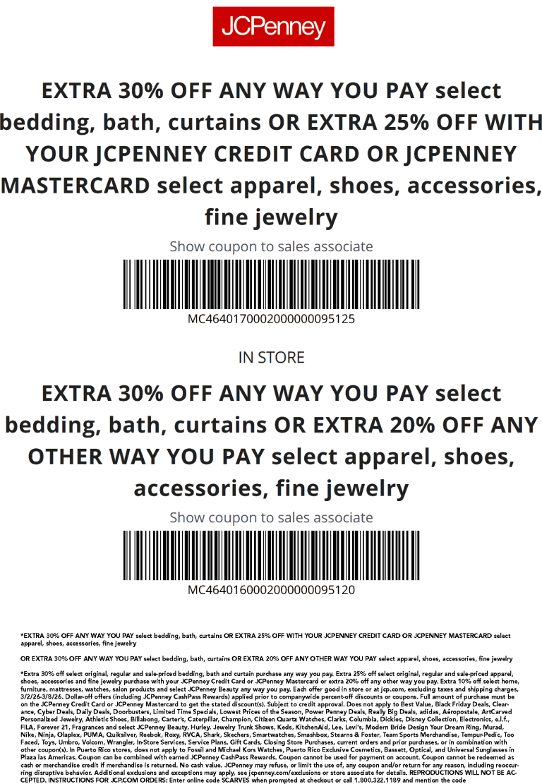 Extra 20-30% off today at JCPenney, or online via promo code SCARVES