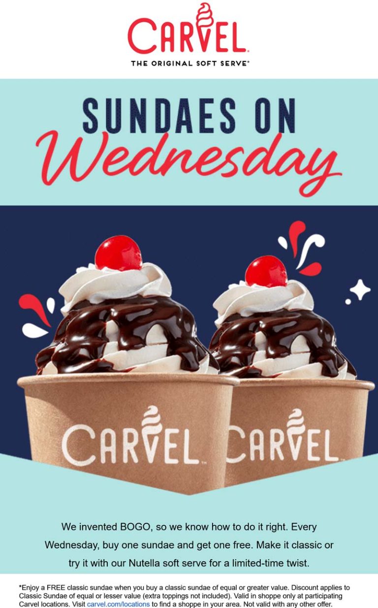 Second sundae free today at Carvel ice cream