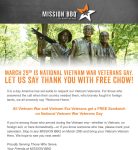 Vietnam vets enjoy a free sandwich the 29th at Mission BBQ #missionbbq