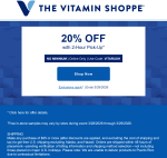 20% off at The Vitamin Shoppe via promo code VITARUSH #thevitaminshoppe 20% off at The Vitamin Shoppe via promo code VITARUSH #thevitaminshoppe