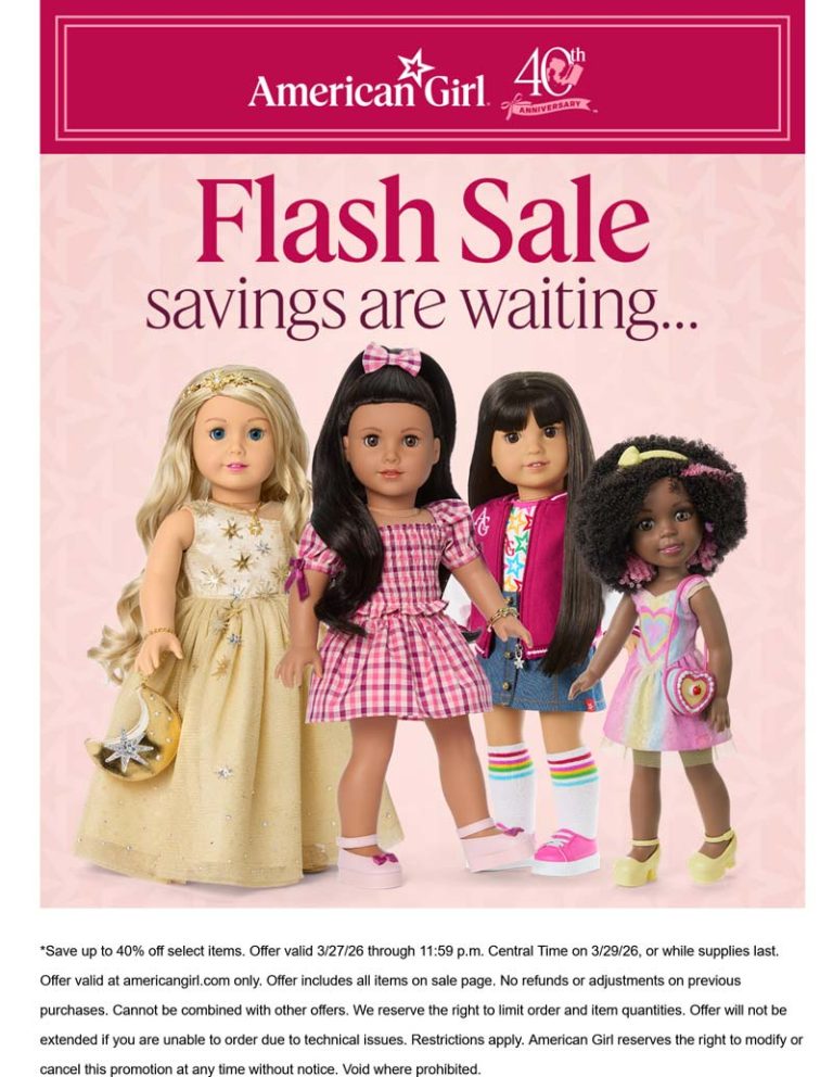 20-40% off today at American Girl doll