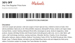 30% off a single item at Michaels, or online via promo code APRIL30NOW #michaels
