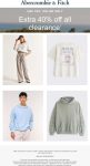 Extra 40% off clearance today online at Abercrombie & Fitch #abercrombiefitch