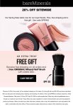 20% off everything online today at bareMinerals via promo code SPRING #bareminerals