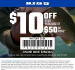 $10 off $50 today at Big 5 sporting goods, or online via promo code E260422 #big5