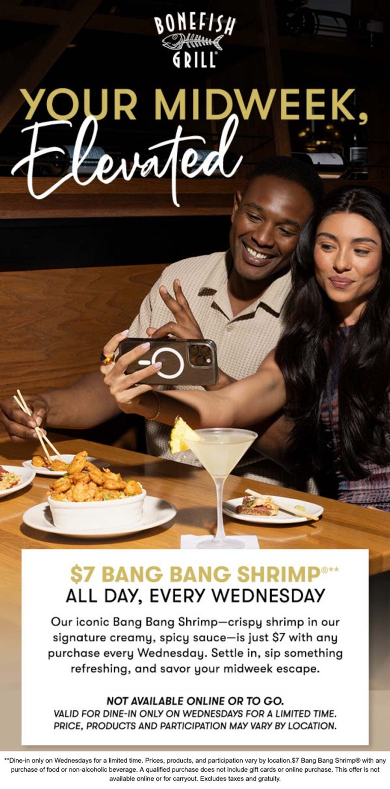 $7 bang bang shrimp today at Bonefish Grill