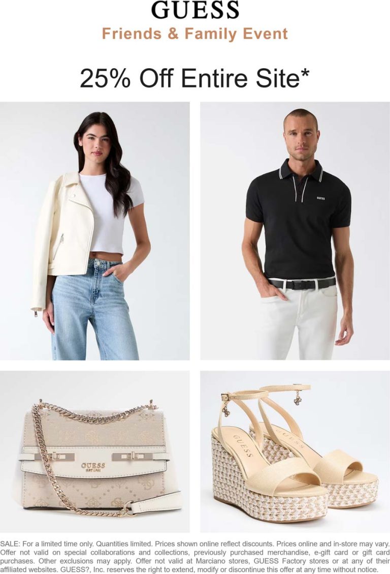 25% off everything online at GUESS