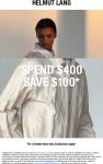 $100 off $400 at Helmut Lang #helmutlang