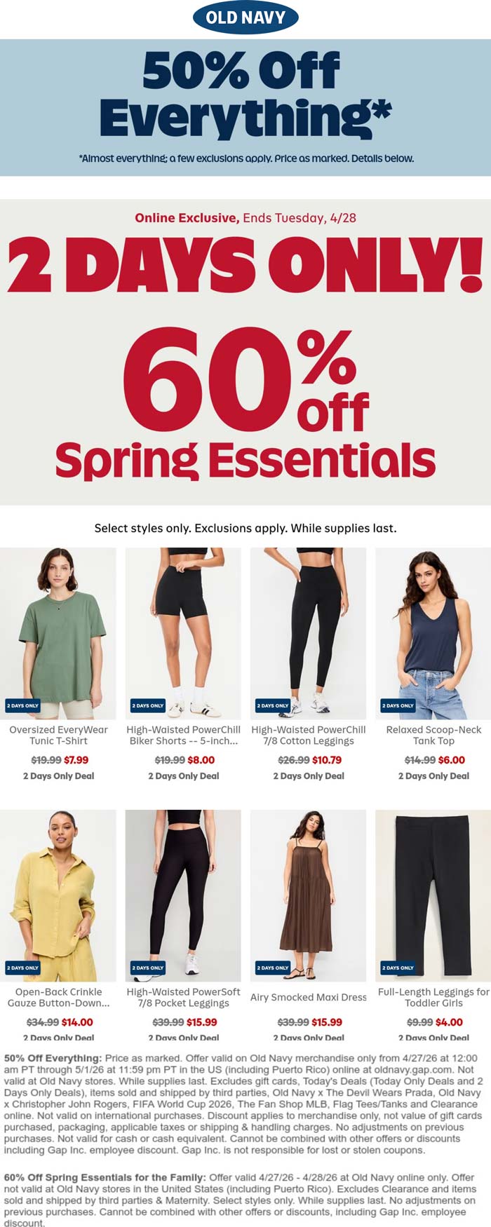 50% off everything & more online at Old Navy