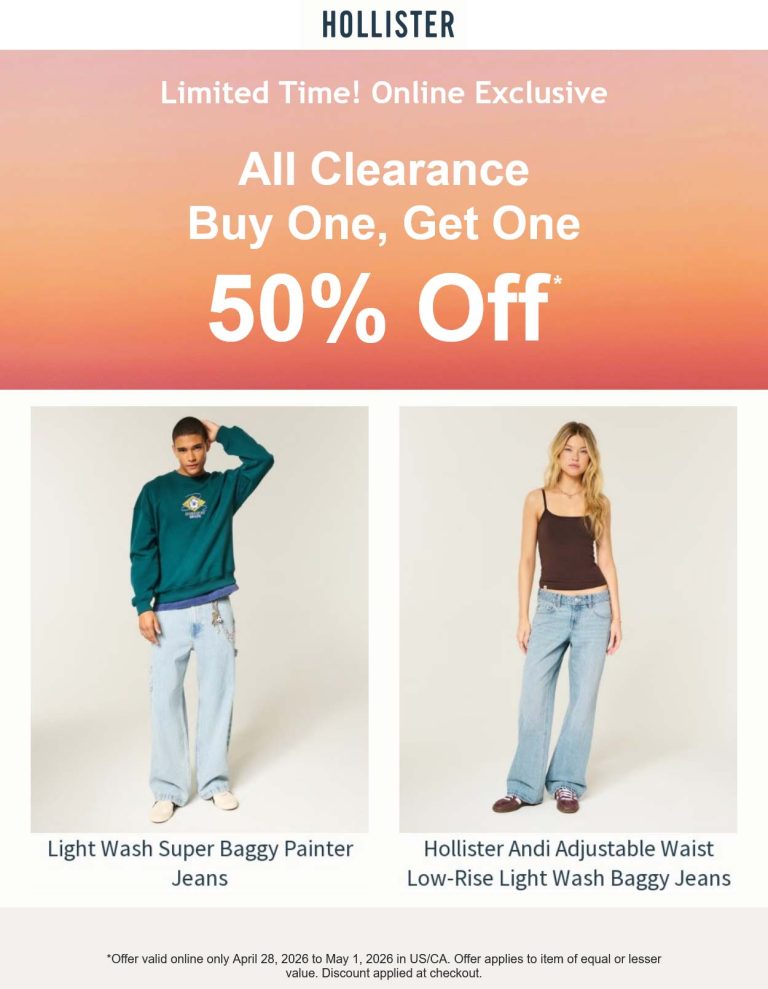Second clearance 50% off online at Hollister