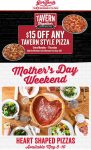 $15 off $50 on tavern pizzas Mon-Thur at Giordanos #giordanos