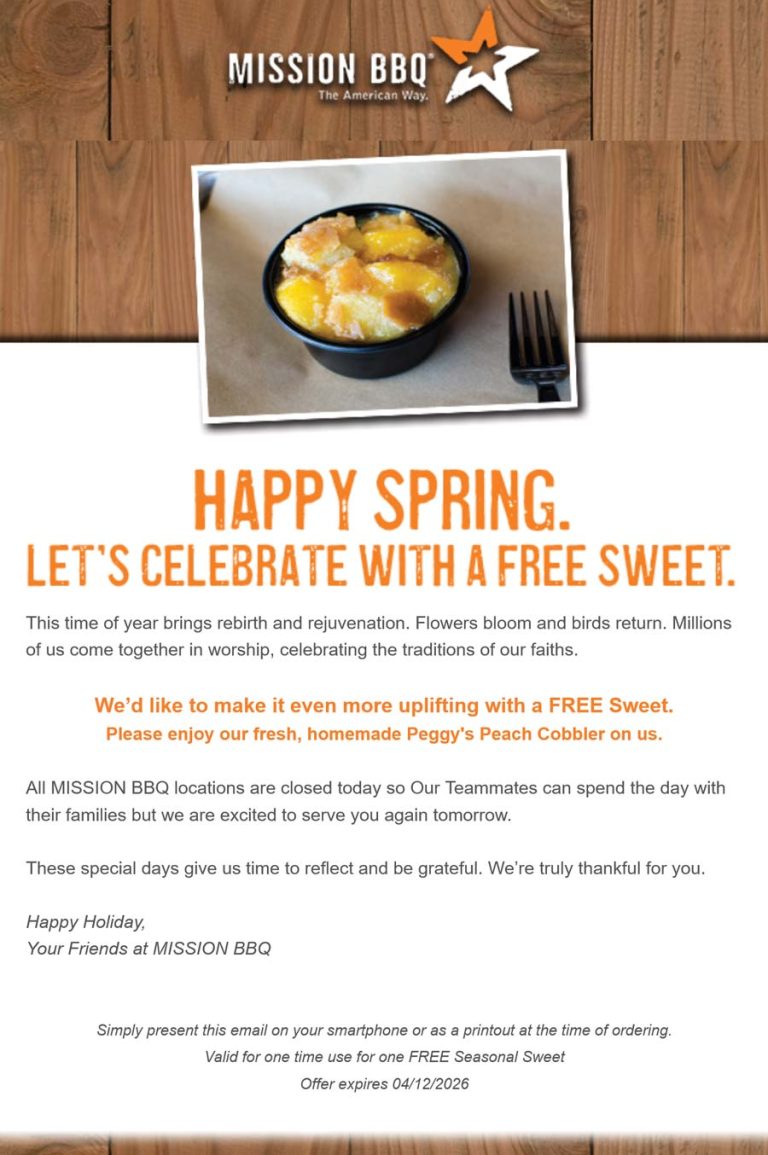 Free dessert at Mission BBQ