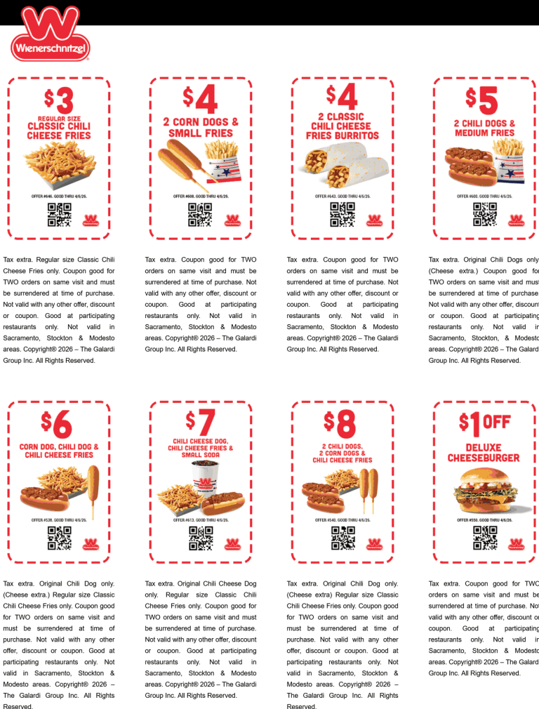 2 corn dogs + fries = $4 & more today at Wienerschnitzel
