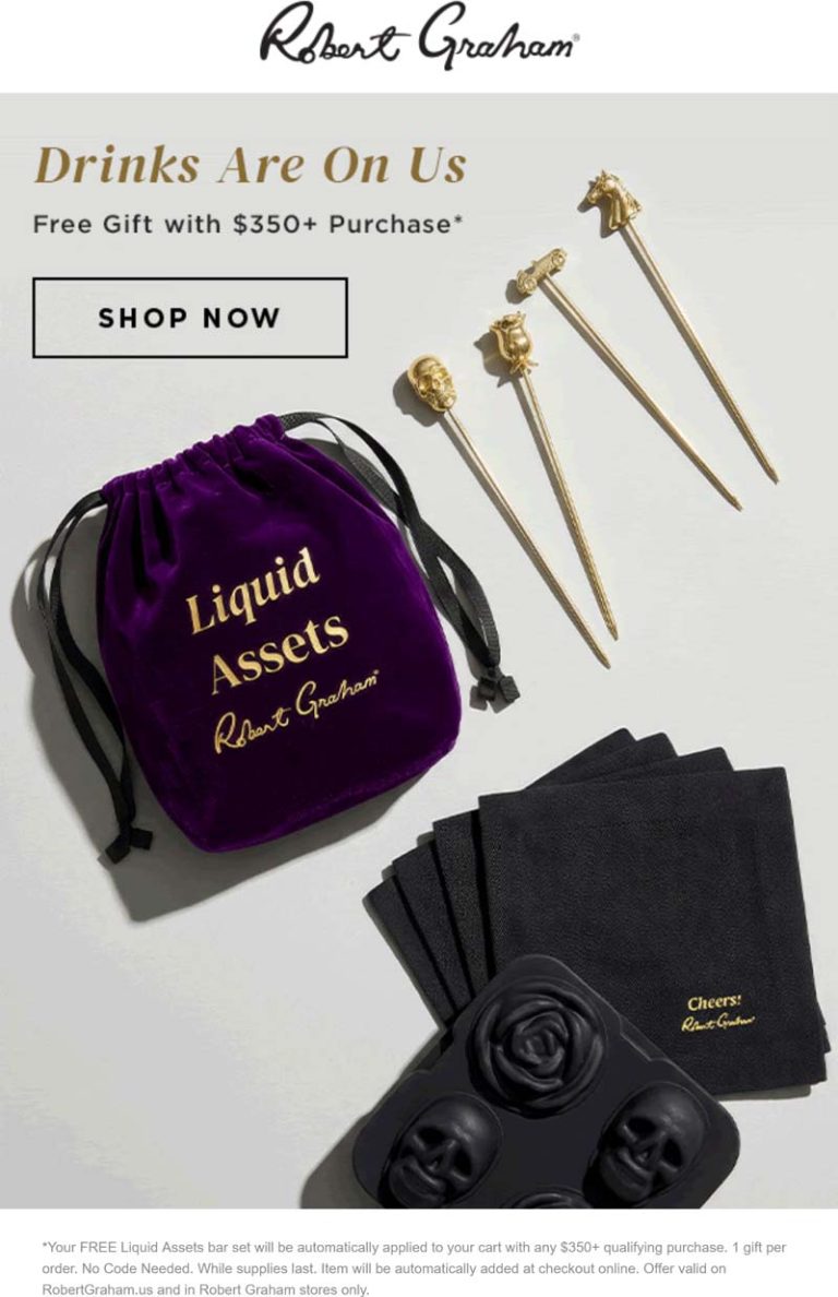 Free bar set on $350 at Robert Graham, ditto online