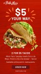 2 tacos $5 today at El Pollo Loco #elpolloloco