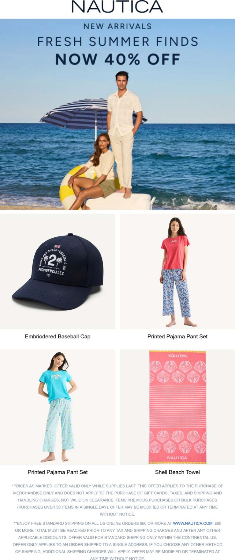 40% off new arrivals at Nautica