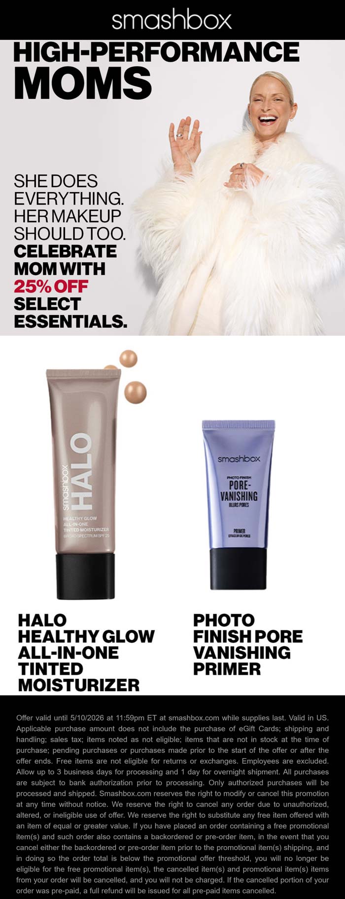 25% off essentials today at Smashbox cosmetics