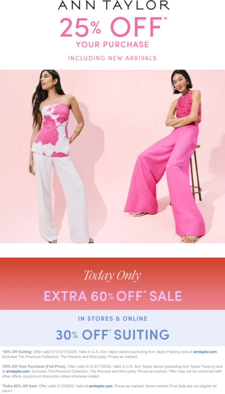 25-30% off & more at Ann Taylor