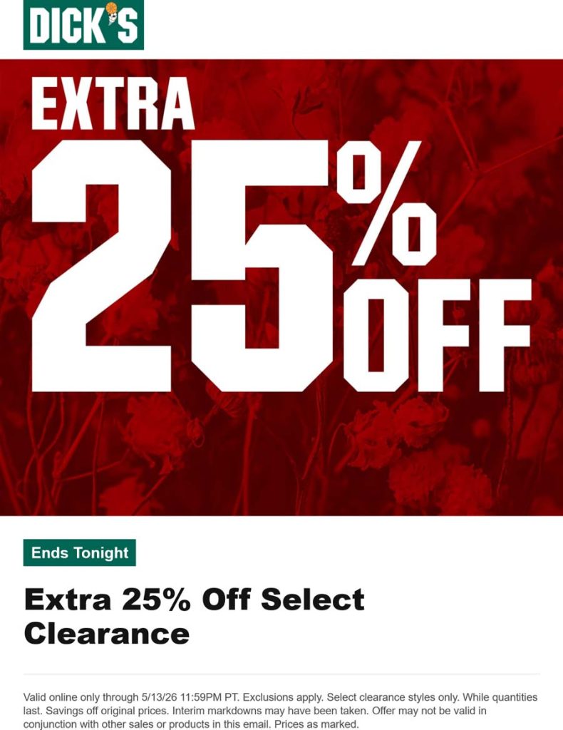 20 off 100 via mobile at Dicks sporting goods dicks The Coupons App®