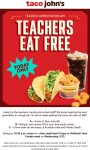 Teachers enjoy a free combo meal today at Taco Johns #tacojohns Teachers enjoy a free combo meal today at Taco Johns #tacojohns