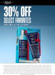 30% off favorites at Kiehls, ditto online #kiehls