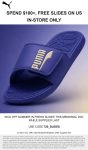Free slides on $100+ at PUMA #puma
