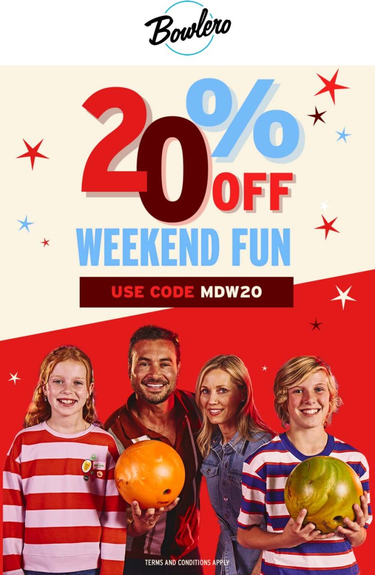 20% off bowling at Bowlero via promo code MDW20