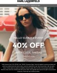 40% off at KARL LAGERFELD, or online via promo code TAKE40 #karllagerfeld 40% off at KARL LAGERFELD, or online via promo code TAKE40 #karllagerfeld