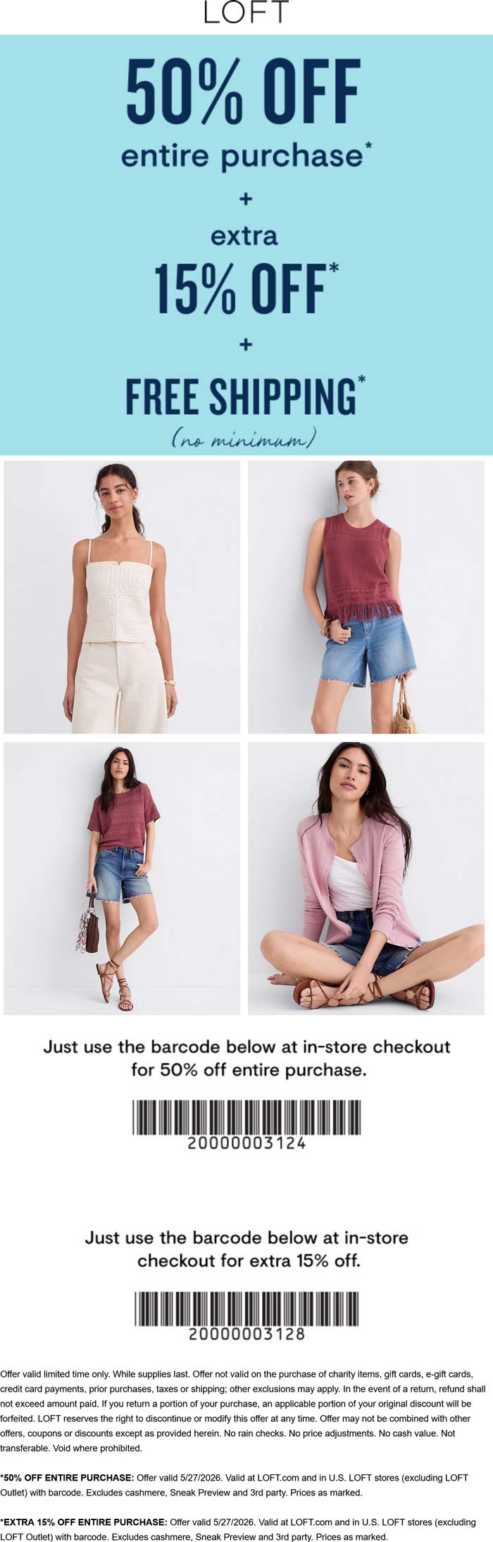 65% off everything today at LOFT, ditto online