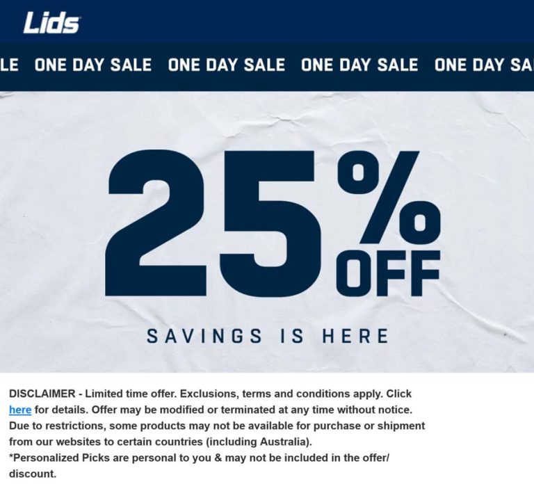 25% off today at Lids