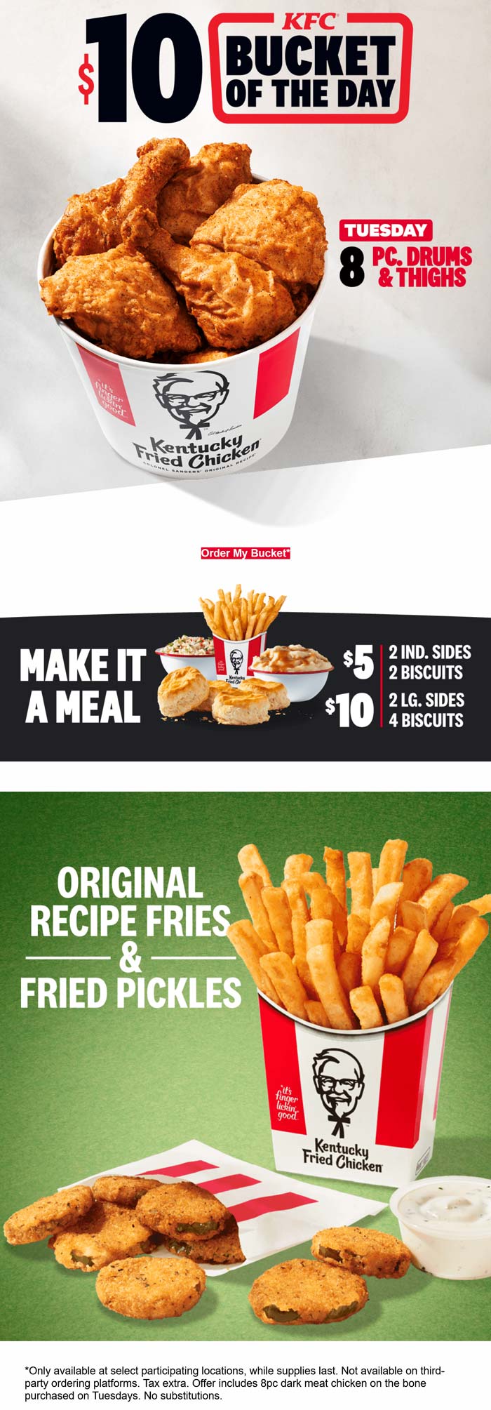 $10 bucket of the day at KFC restaurants