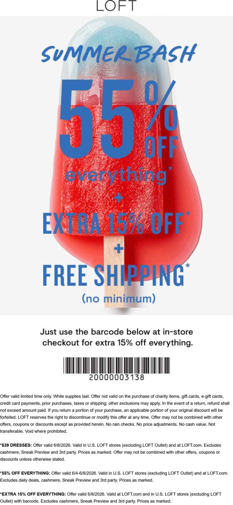 70% off everything online today at LOFT
