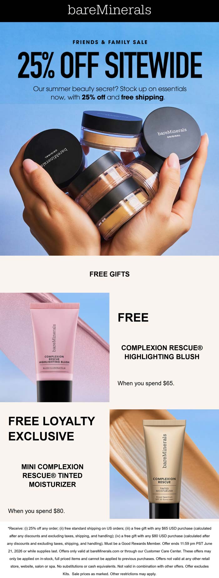 25% off everything & more online at bareMinerals