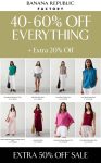 40-60% off everything at Banana Republic Factory, ditto online #bananarepublicfactory 40-60% off everything at Banana Republic Factory, ditto online #bananarepublicfactory