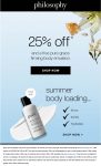 25% off everything + free body emulsion online at Philosophy #philosophy 25% off everything + free body emulsion online at Philosophy #philosophy